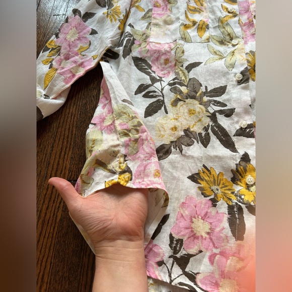 Lord & Taylor Floral Linen Shirt - Picture 5 of 16